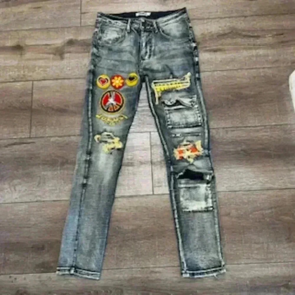 Sugarhill Woodstock Denim Wheat Wash Stretch Taper Distressed Jeans Men's sz 30 - Picture 10 of 12